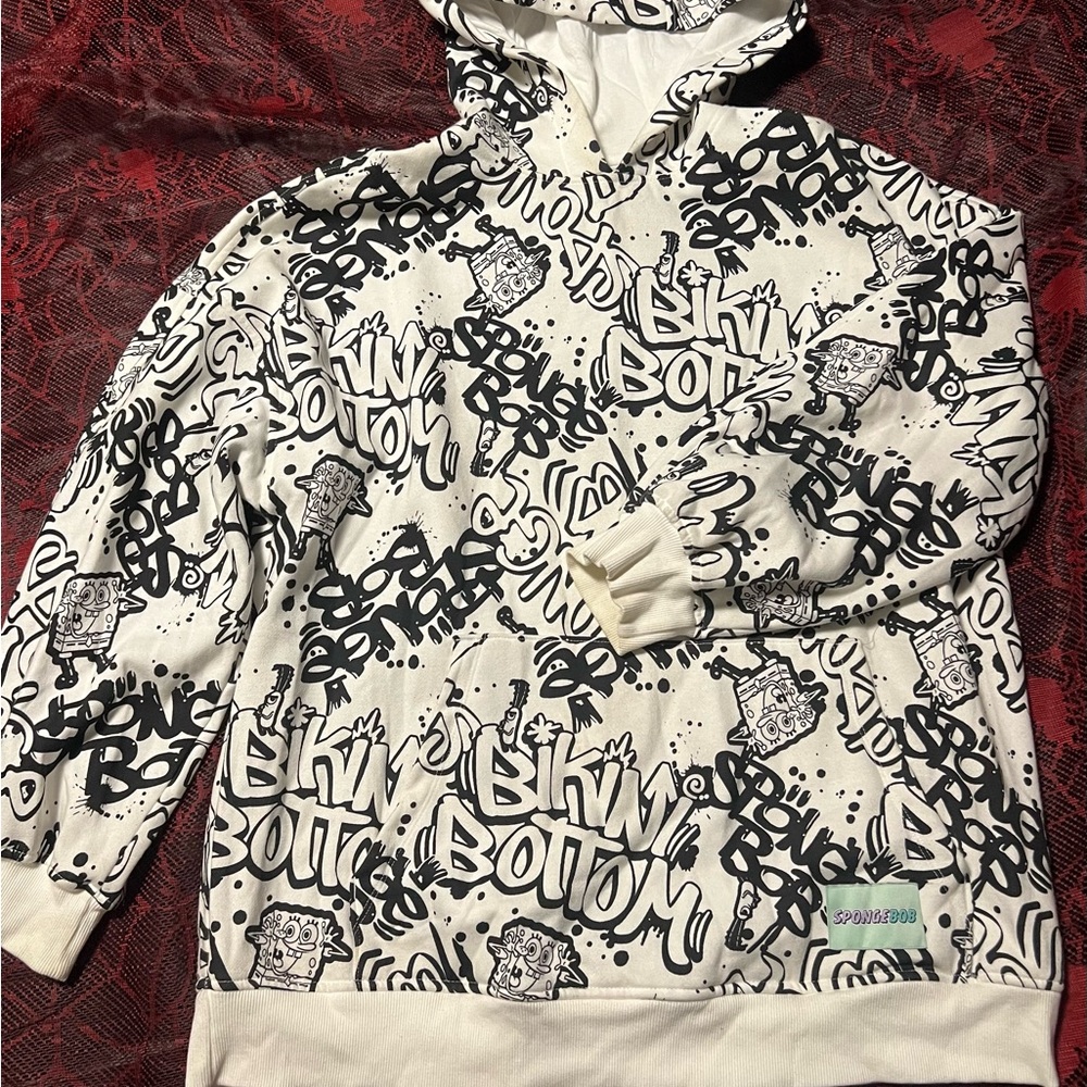 SpongeBob SquarePants Black and White Graphic Hoodie